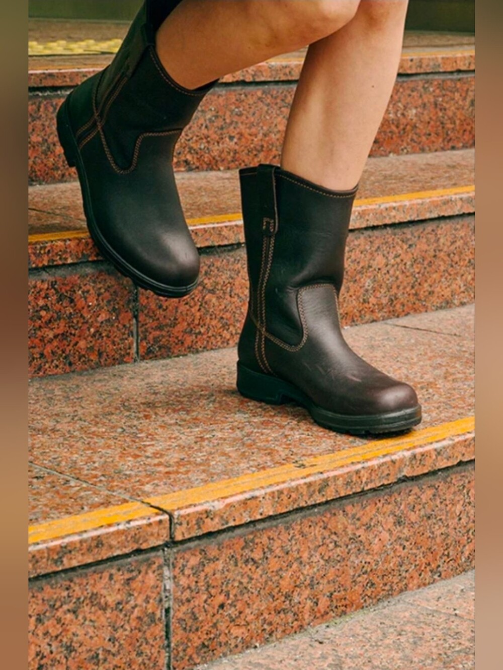 Rigger Women's Mid-Calf Brown Leather Boots